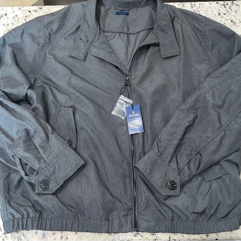 NWT Stafford Gray Lightweight Shirt Jacket with Adjustable Cuffs xxl